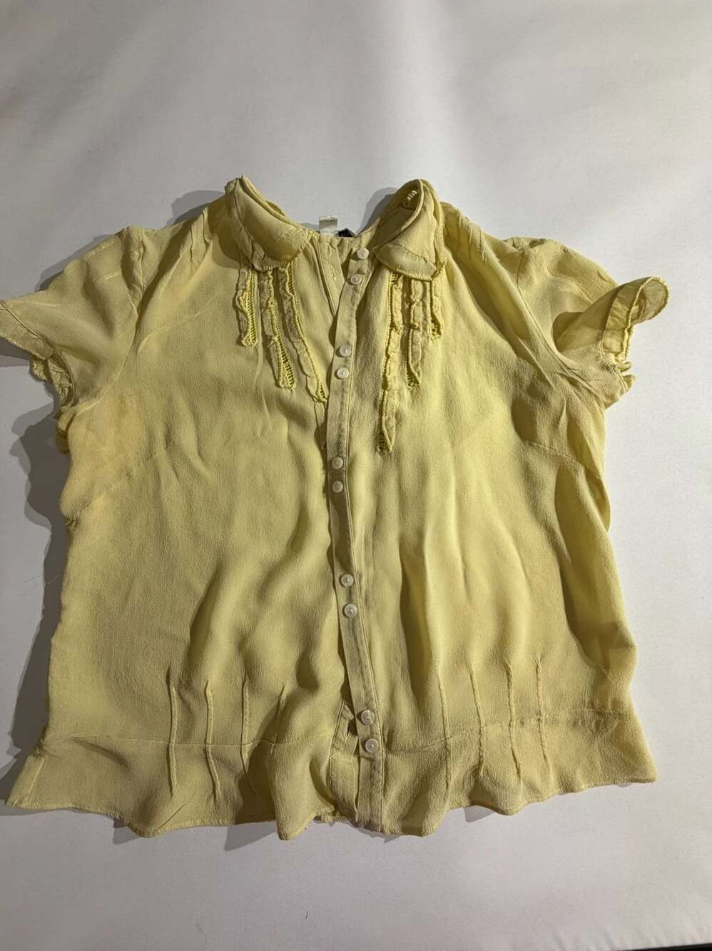 Banana Republic Yellow Short Sleeve Silk Blend Blouse Womens L
